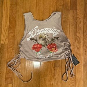 Forever 21 rock and roll tank top with tied sides